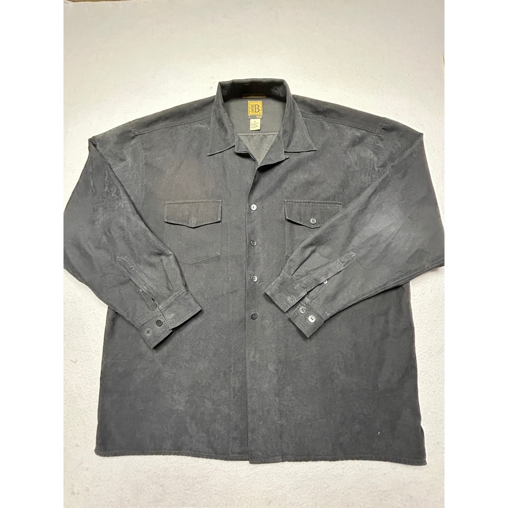 Bruno Button Down Sueded Microfiber Black XL Mens